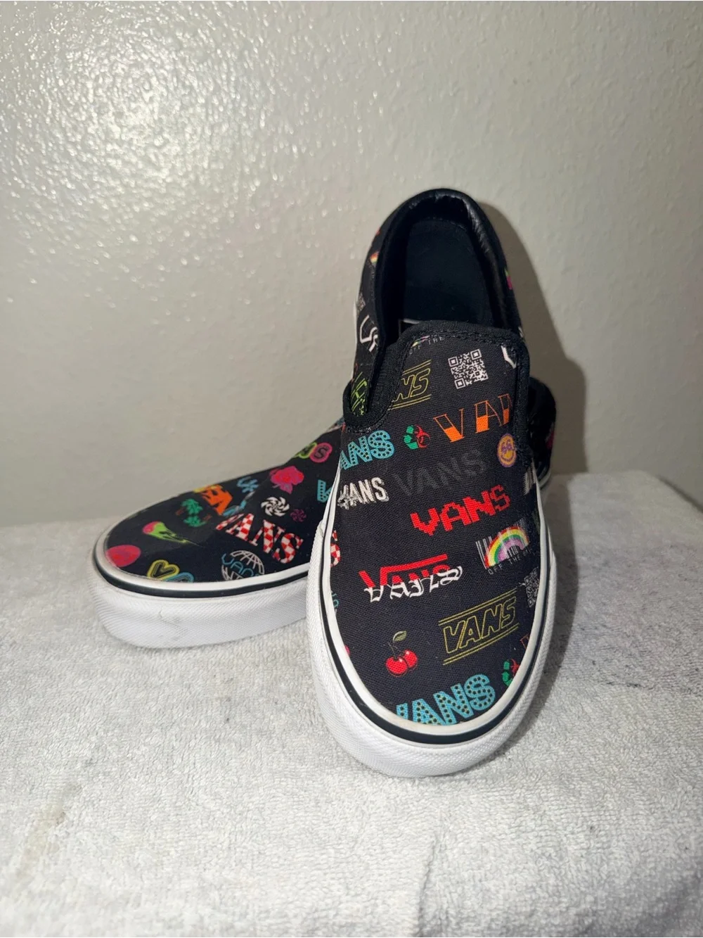 Vans Black Canvas Slip-On Sneakers with Brown Gum Soles